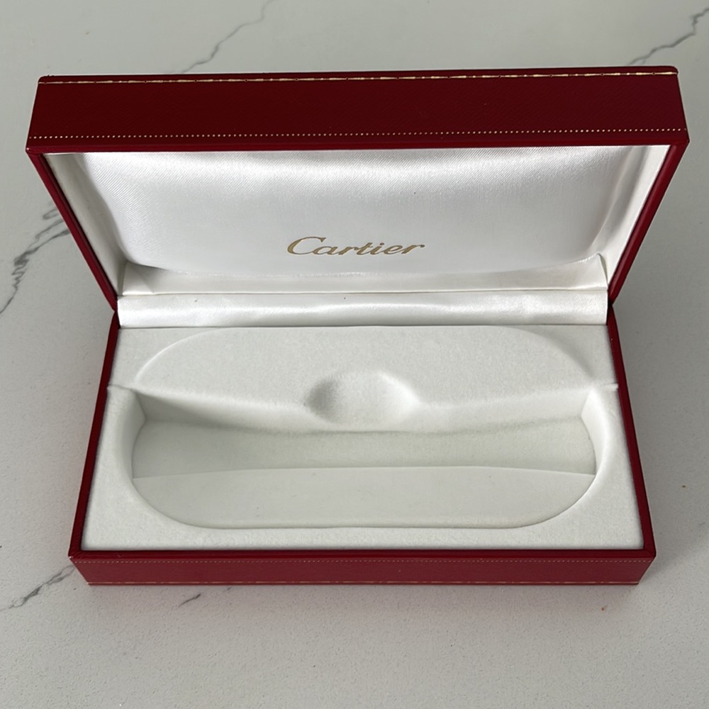 Cartier original sunglasses leather box suede type on inside satin fabric w logo